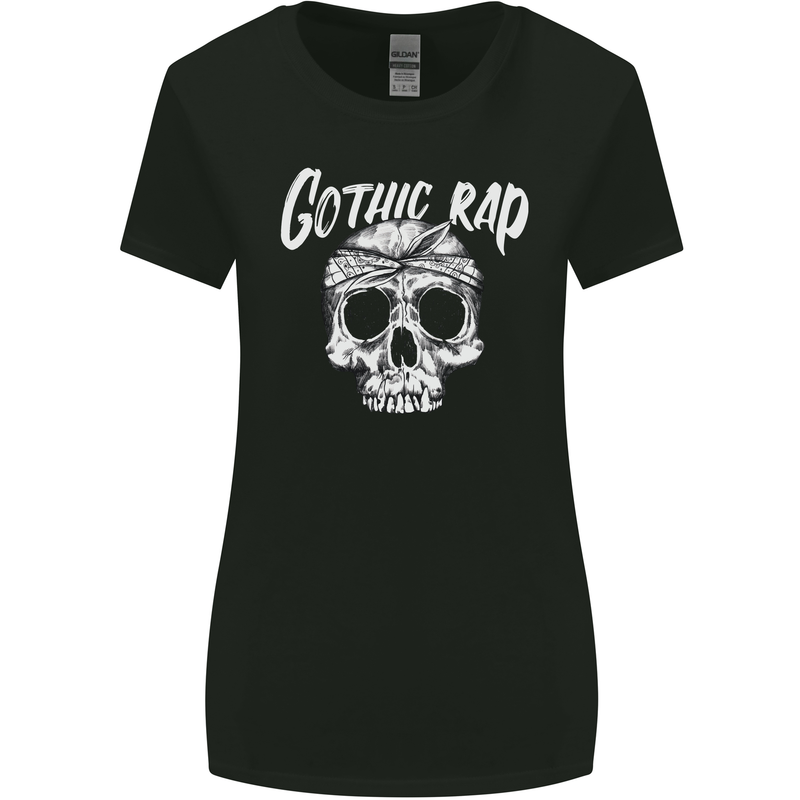Gothic Rap Skull Hip Hop Music Gangster Womens Wider Cut T-Shirt Black