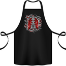 Gothic Rib Cage Skeleton Skull Goth Fantasy Cotton Apron 100% Organic Black