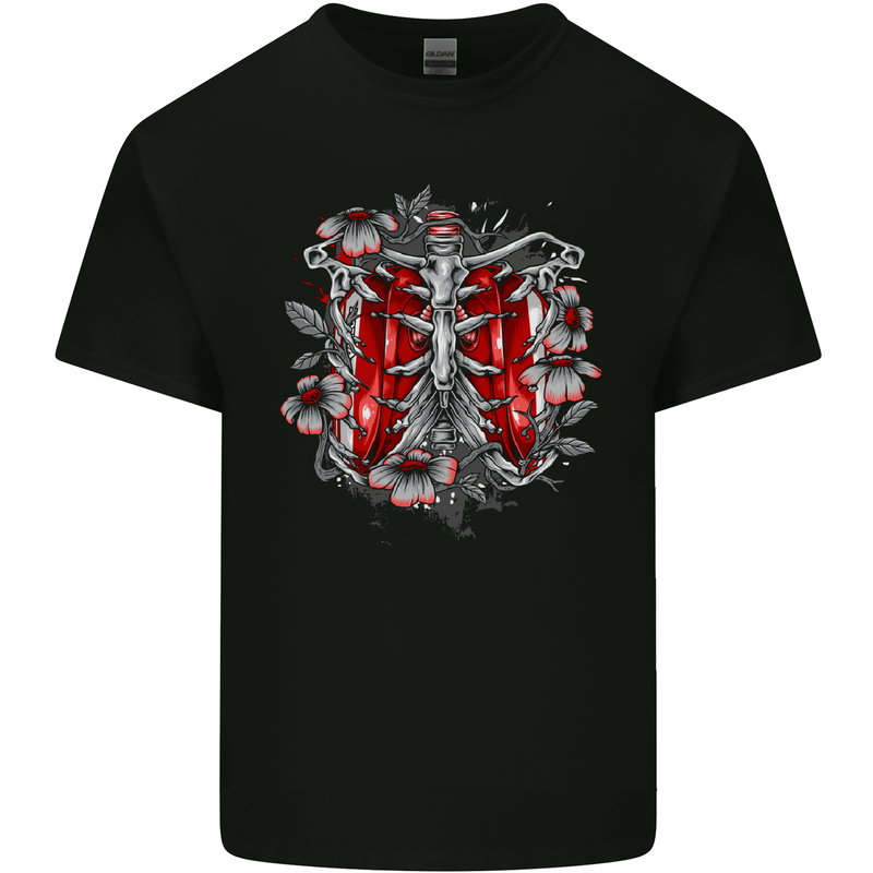 Gothic Rib Cage Skeleton Skull Goth Fantasy Kids T-Shirt Childrens Black