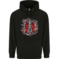 Gothic Rib Cage Skeleton Skull Goth Fantasy Mens 80% Cotton Hoodie Black