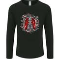 Gothic Rib Cage Skeleton Skull Goth Fantasy Mens Long Sleeve T-Shirt Black