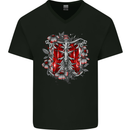 Gothic Rib Cage Skeleton Skull Goth Fantasy Mens V-Neck Cotton T-Shirt Black