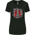 Gothic Rib Cage Skeleton Skull Goth Fantasy Womens Wider Cut T-Shirt Black