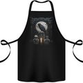 Gothic Skull and Crow With Arch and Moon Cotton Apron 100% Organic Black