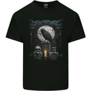 Gothic Skull and Crow With Arch and Moon Kids T-Shirt Childrens Black