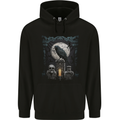 Gothic Skull and Crow With Arch and Moon Mens 80% Cotton Hoodie Black