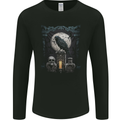 Gothic Skull and Crow With Arch and Moon Mens Long Sleeve T-Shirt Black