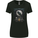 Gothic Skull and Crow With Arch and Moon Womens Wider Cut T-Shirt Black