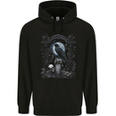 Gothic Skull and Crow With and Arch Childrens Kids Hoodie Black