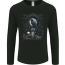 Gothic Skull and Crow With and Arch Mens Long Sleeve T-Shirt Black