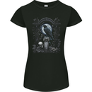 Gothic Skull and Crow With and Arch Womens Petite Cut T-Shirt Black