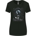 Gothic Skull and Crow With and Arch Womens Wider Cut T-Shirt Black
