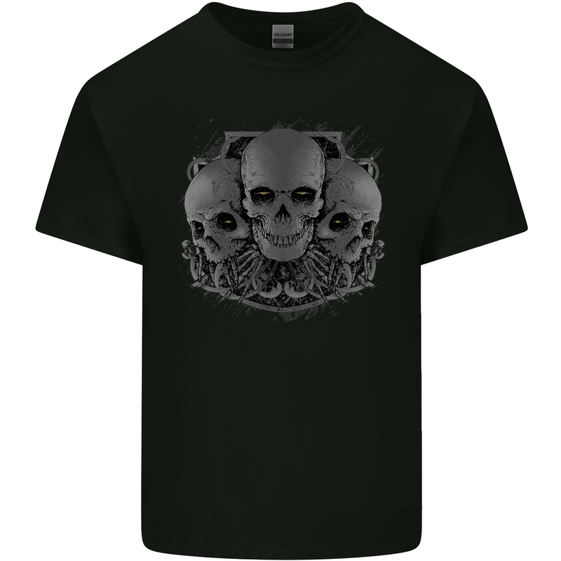 Gothic Skulls Heavy Metal Rock Music Goth Biker Kids T-Shirt Childrens Black