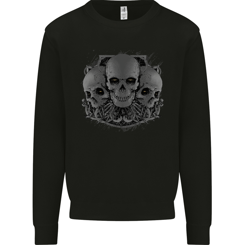 Gothic Skulls Heavy Metal Rock Music Goth Biker Mens Sweatshirt Jumper Black