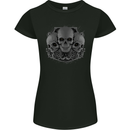 Gothic Skulls Heavy Metal Rock Music Goth Biker Womens Petite Cut T-Shirt Black