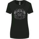 Gothic Skulls Heavy Metal Rock Music Goth Biker Womens Wider Cut T-Shirt Black