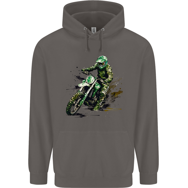 Graffiti Motorcross MotoX Motorbike Biker Mens 80% Cotton Hoodie Charcoal