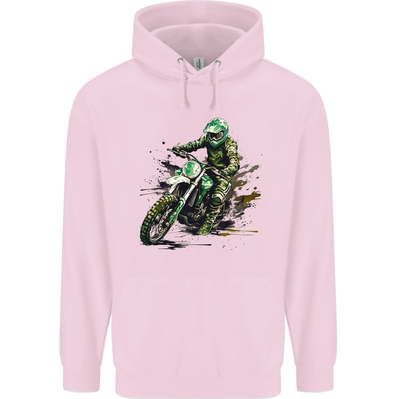 Graffiti Motorcross MotoX Motorbike Biker Mens 80% Cotton Hoodie Light Pink