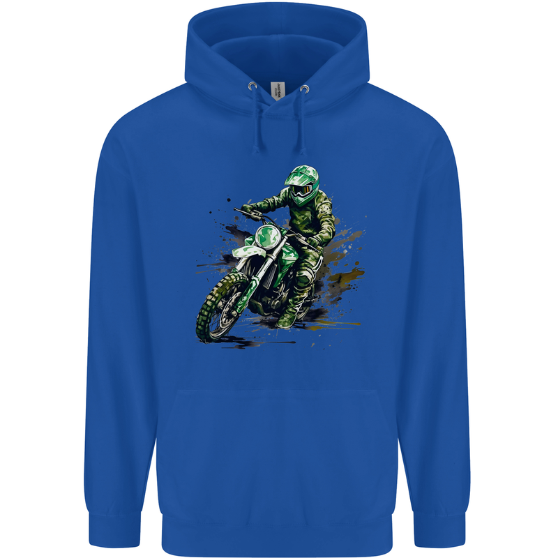 Graffiti Motorcross MotoX Motorbike Biker Mens 80% Cotton Hoodie Royal Blue