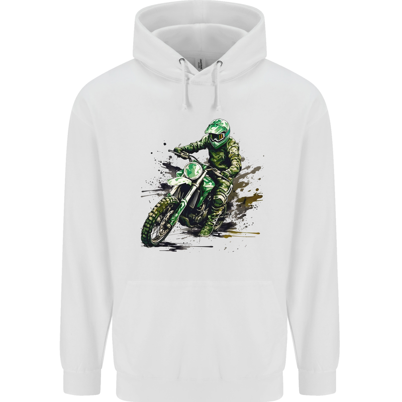Graffiti Motorcross MotoX Motorbike Biker Mens 80% Cotton Hoodie White