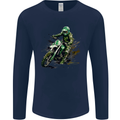 Graffiti Motorcross MotoX Motorbike Biker Mens Long Sleeve T-Shirt Navy Blue