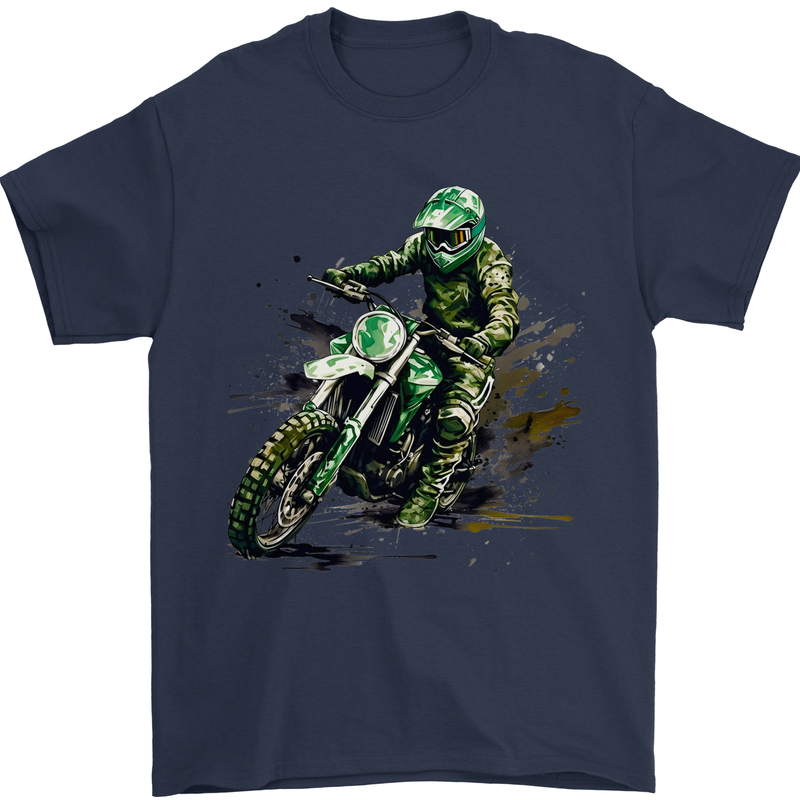 Graffiti Motorcross MotoX Motorbike Biker Mens T-Shirt 100% Cotton Navy Blue
