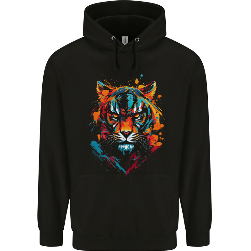Grafitti Tiger Mens 80% Cotton Hoodie Black
