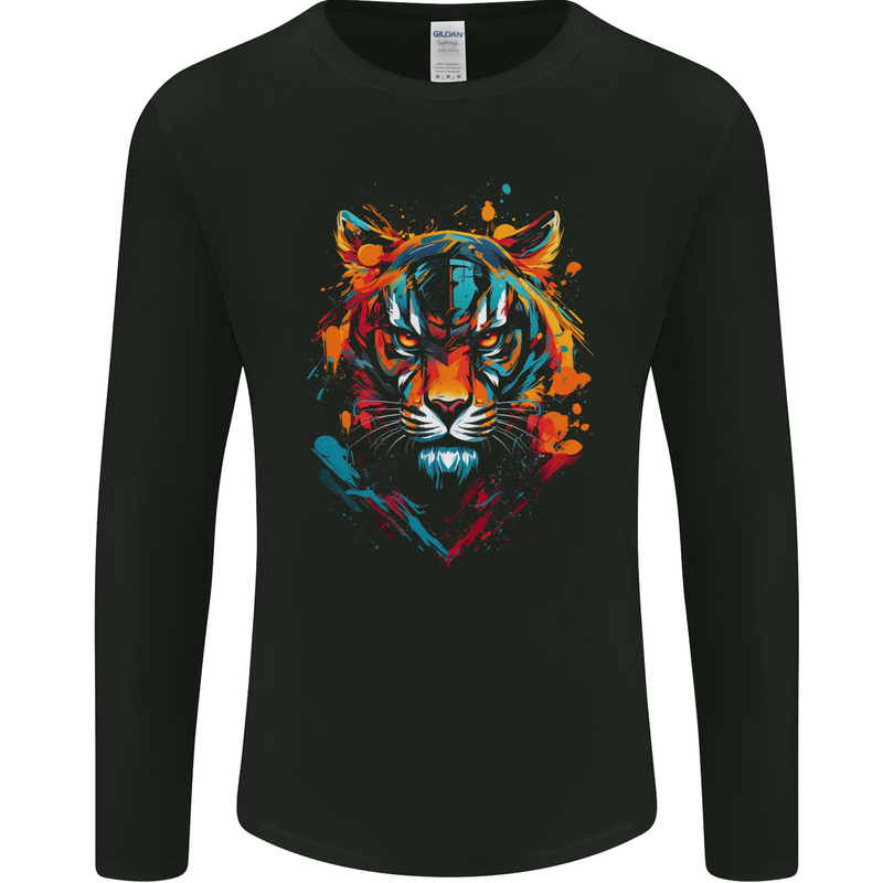 Grafitti Tiger Mens Long Sleeve T-Shirt Black