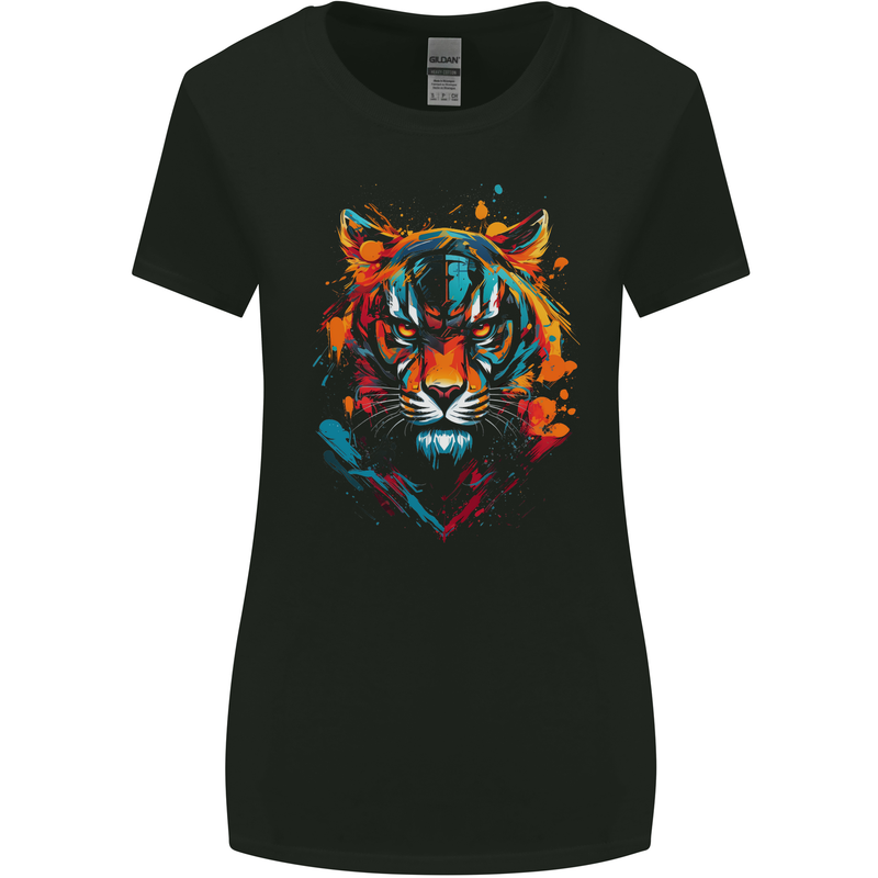 Grafitti Tiger Womens Wider Cut T-Shirt Black