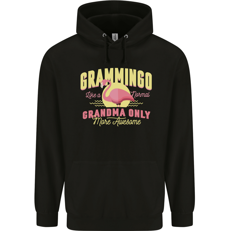 Gramingo Funny Grandma Flamingo Childrens Kids Hoodie Black