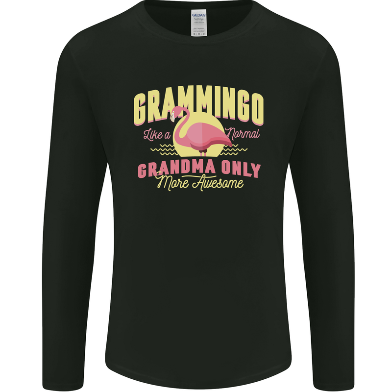 Gramingo Funny Grandma Flamingo Mens Long Sleeve T-Shirt Black