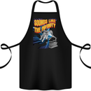 Gramophone Spaceman Astronaut Music DJ Cotton Apron 100% Organic Black