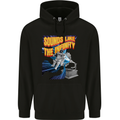 Gramophone Spaceman Astronaut Music DJ Mens 80% Cotton Hoodie Black