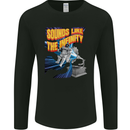 Gramophone Spaceman Astronaut Music DJ Mens Long Sleeve T-Shirt Black