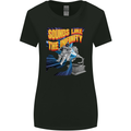 Gramophone Spaceman Astronaut Music DJ Womens Wider Cut T-Shirt Black