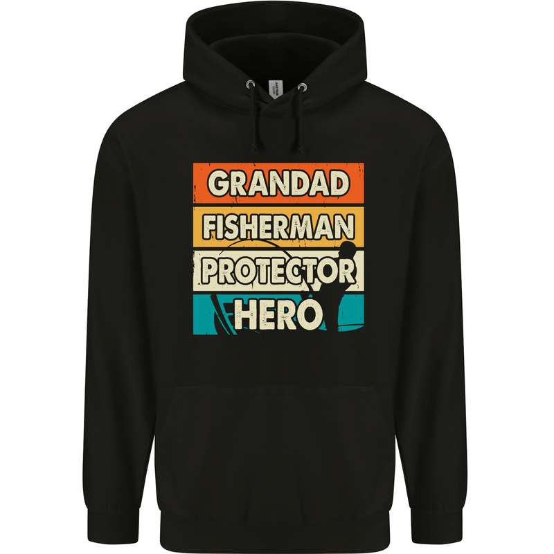 Grandad Fisherman Funny Fishing Mens 80% Cotton Hoodie Black