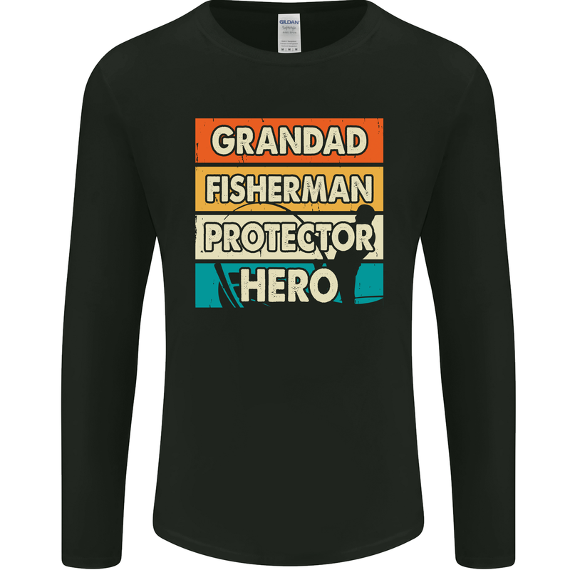 Grandad Fisherman Funny Fishing Mens Long Sleeve T-Shirt Black