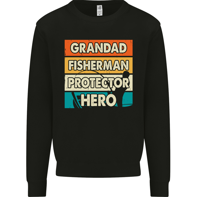 Grandad Fisherman Funny Fishing Mens Sweatshirt Jumper Black