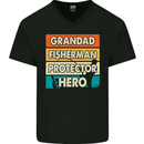 Grandad Fisherman Funny Fishing Mens V-Neck Cotton T-Shirt Black