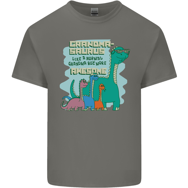 Grandma-saurus Funny Dinosaur Grandkids Mens Cotton T-Shirt Tee Top Charcoal