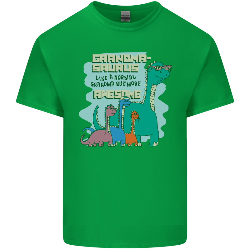 Grandma-saurus Funny Dinosaur Grandkids Mens Cotton T-Shirt Tee Top Irish Green
