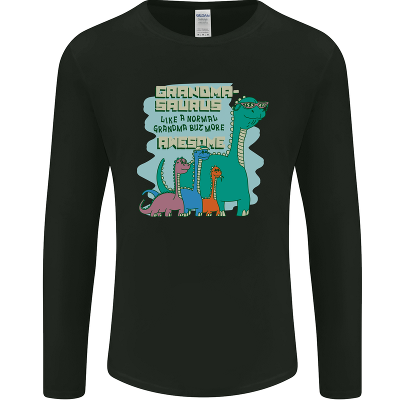 Grandma-saurus Funny Dinosaur Grandkids Mens Long Sleeve T-Shirt Black