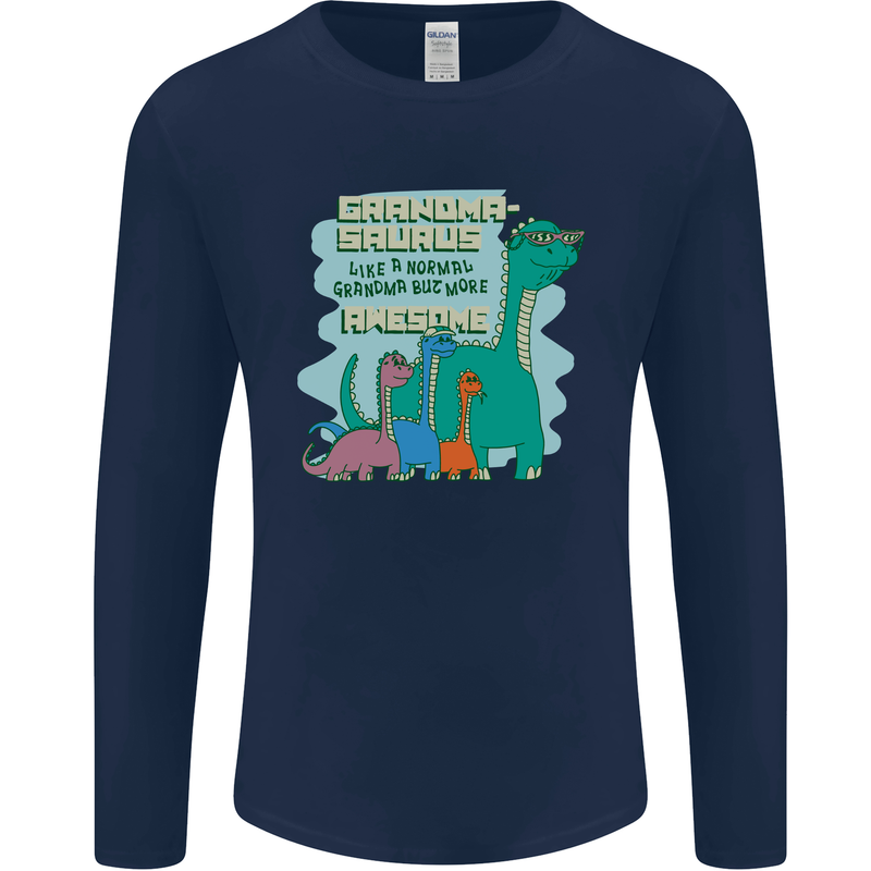 Grandma-saurus Funny Dinosaur Grandkids Mens Long Sleeve T-Shirt Navy Blue