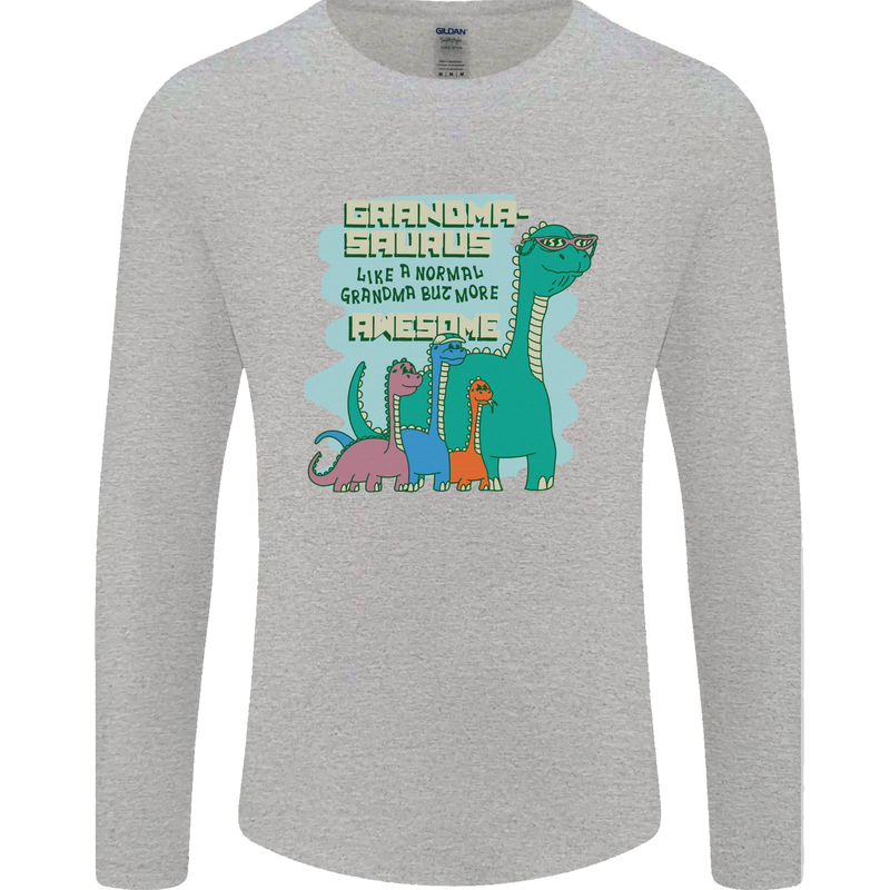 Grandma-saurus Funny Dinosaur Grandkids Mens Long Sleeve T-Shirt Sports Grey