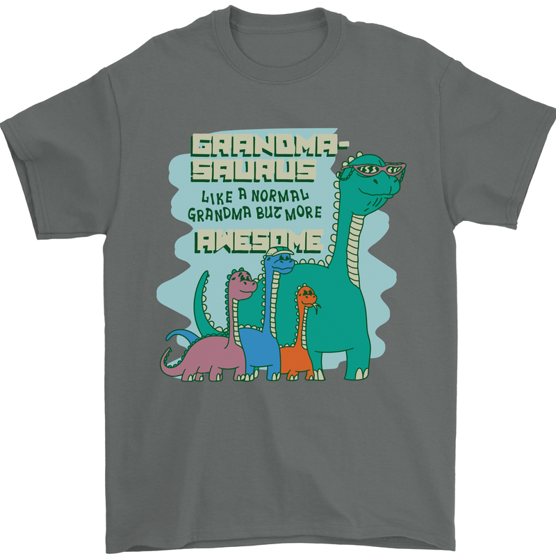 Grandma-saurus Funny Dinosaur Grandkids Mens T-Shirt 100% Cotton Charcoal