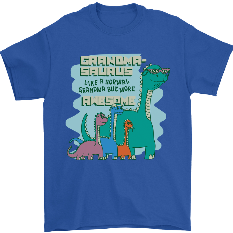 Grandma-saurus Funny Dinosaur Grandkids Mens T-Shirt 100% Cotton Royal Blue
