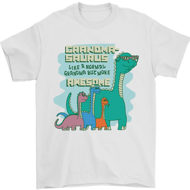 Grandma-saurus Funny Dinosaur Grandkids Mens T-Shirt 100% Cotton White