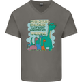 Grandma-saurus Funny Dinosaur Grandkids Mens V-Neck Cotton T-Shirt Charcoal