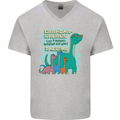 Grandma-saurus Funny Dinosaur Grandkids Mens V-Neck Cotton T-Shirt Sports Grey