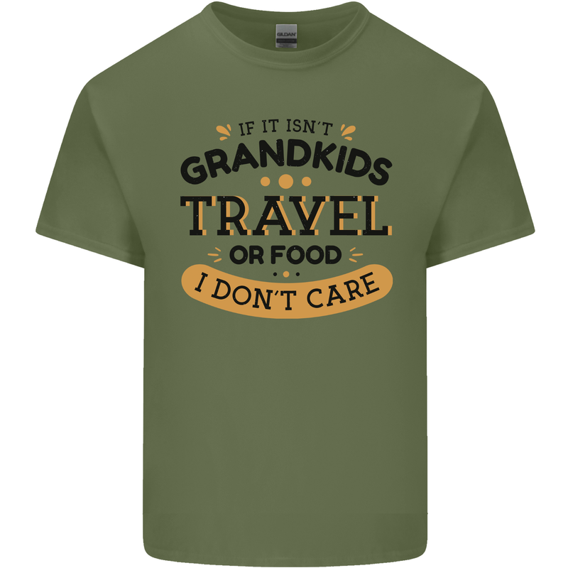 Grandma Grandad Funny Travel or Food Day Mens Cotton T-Shirt Tee Top Military Green